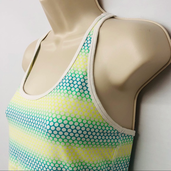 Gap Fit Racerback Activewear Tank Top yellow blue green white stripe - Picture 4 of 16